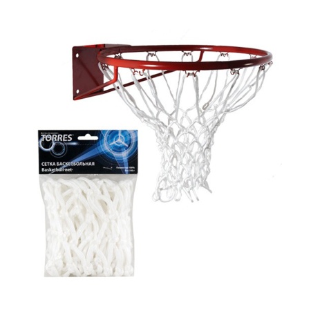 Купить Сетка баскетбольная Torres, нить 6 мм, белая в Белгороде 